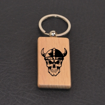 Wooden key ring rectangular with Viking death pot